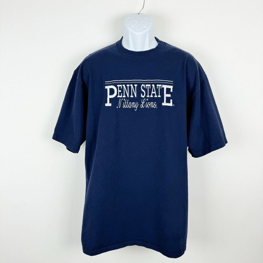 Vintage 90s Genus Penn State University Men's Navy Short Sleeve T-Shirt
